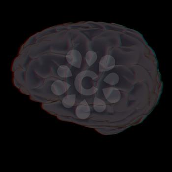 3D illustration of human brain. Anaglyph. View with red/cyan glasses to see in 3D.