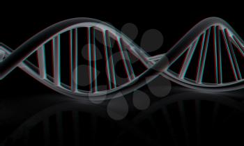 DNA structure model. 3d illustration. Anaglyph. View with red/cyan glasses to see in 3D.