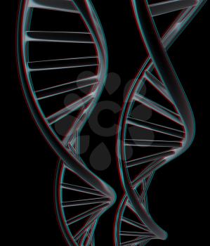 DNA structure model. 3d illustration. Anaglyph. View with red/cyan glasses to see in 3D.