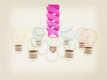 energy-saving lamps. 3D illustration