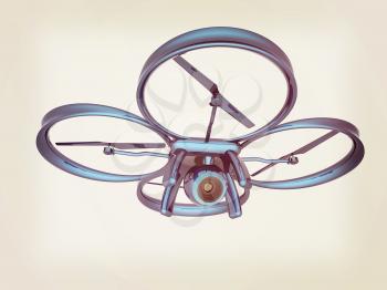 Drone, quadrocopter, with photo camera flying. 3d render