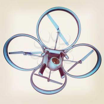 Drone, quadrocopter, with photo camera flying. 3d render