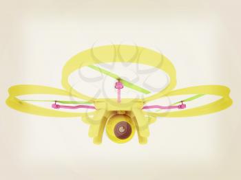 Drone, quadrocopter, with photo camera flying. 3d render