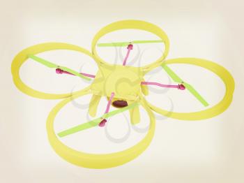 Drone, quadrocopter, with photo camera flying. 3d render