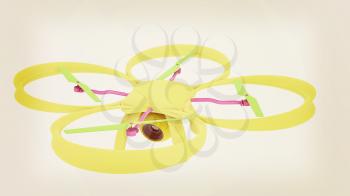 Drone, quadrocopter, with photo camera flying. 3d render