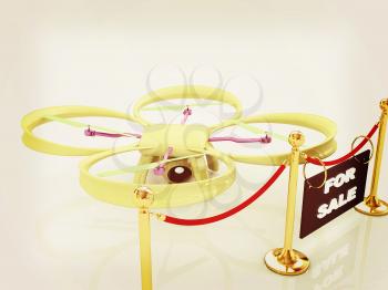 Drone, quadrocopter, with photo camera at the technical exhibition. 3d render