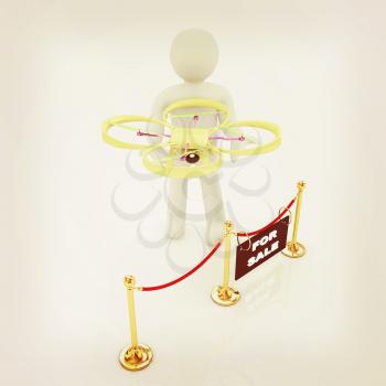 Drone, quadrocopter, with photo camera at the technical exhibition. 3d render