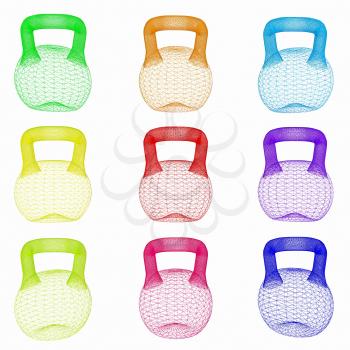 A set of sports items - weights. 3d illustration