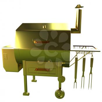 Gold BBQ Grill. 3d illustration