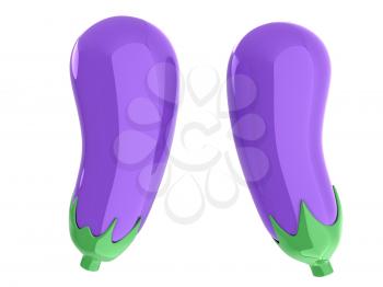 Fresh Eggplant vegetable isolated icon. Eggplant for farm market, vegetarian salad recipe design. 3d illustration