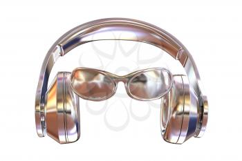 glasses and headphones. 3d illustration