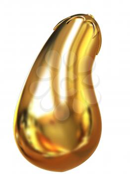 Gold Eggplant icon. 3d Illustration