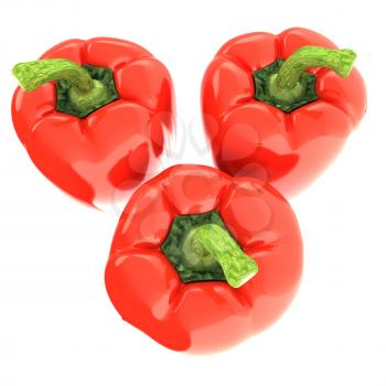 Red bulgarian pepper. 3d illustration