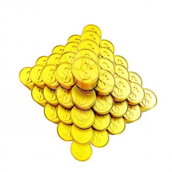 pyramid from the golden coins. 3d illustration