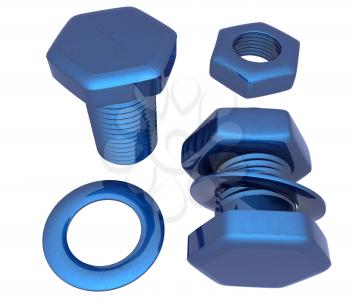 Screws and nuts set. 3d illustration