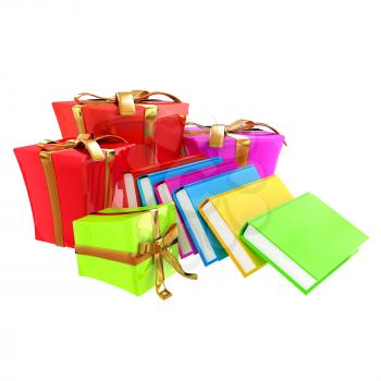 Gifts and books. 3d illustration