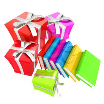 Gifts and books. 3d illustration