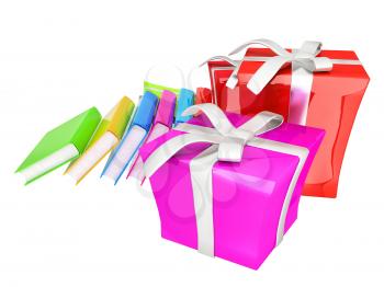 Gifts and books. 3d illustration