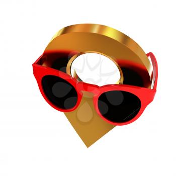 Glamour map pointer in sunglasses. 3d illustration