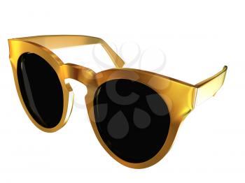 Cool gold sunglasses. 3d illustration