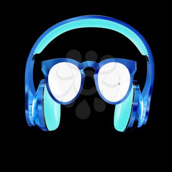 Sunglasses and headphone for your face. 3d illustration