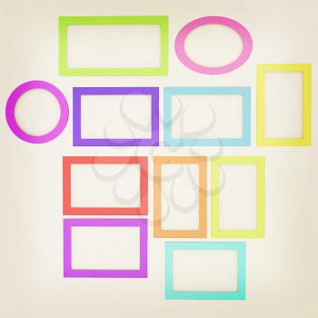 Abstract frames. Conceptual design. 3D illustration. Vintage style