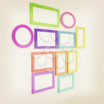 Abstract frames. Conceptual design. 3D illustration. Vintage style