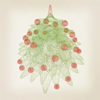 Christmas tree concept. 3d illustration. Vintage style