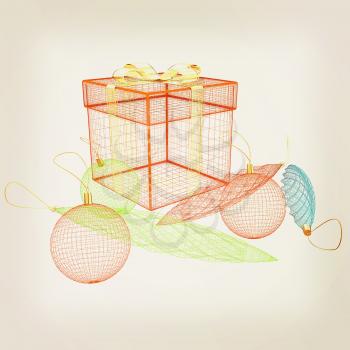 colorful gift box concept. 3d illustration. Vintage style