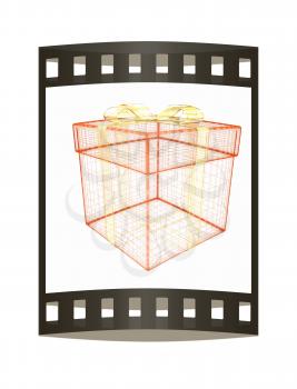 colorful gift box concept. 3d illustration. The film strip.