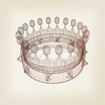 Crown. 3D illustration. Vintage style