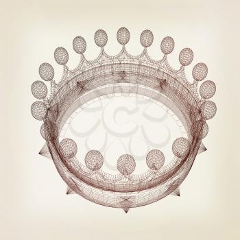 Crown. 3D illustration. Vintage style