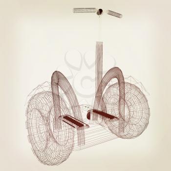 Mini electrical and ecological transport on a white background. 3D illustration.. Vintage style