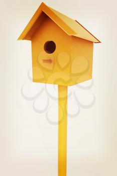 Wooden Nesting box. 3d Illustration. Vintage style