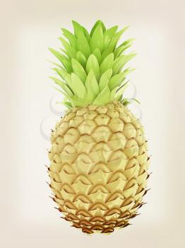 pineapple.3d illustration. Vintage style