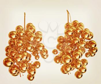 Gold Grapes. 3d illustration. Vintage style