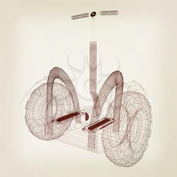 Mini electrical and ecological transport on a white background. 3D illustration.. Vintage style