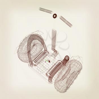 Mini electrical and ecological transport on a white background. 3D illustration.. Vintage style