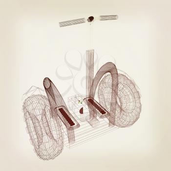 Mini electrical and ecological transport on a white background. 3D illustration.. Vintage style