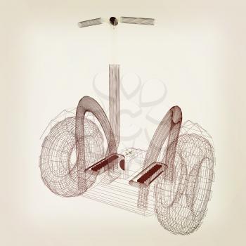 Mini electrical and ecological transport on a white background. 3D illustration.. Vintage style