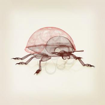 Ladybird on a white background. 3D illustration.. Vintage style