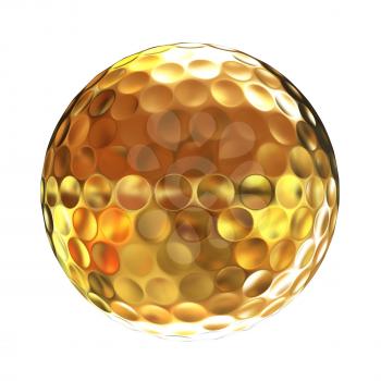 3d rendering of a golfball in gold