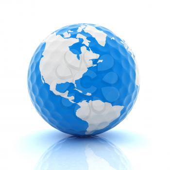 Conceptual 3d illustration. Golf ball world globe