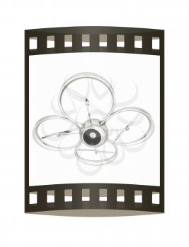 Quadcopter Dron. 3d render. The film strip.