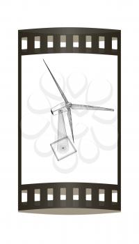 Wind generator turbines icon. 3d illustration. The film strip.