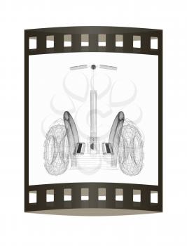 Mini electrical and ecological transport on a white background. 3D illustration.. The film strip.