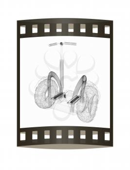 Mini electrical and ecological transport on a white background. 3D illustration.. The film strip.