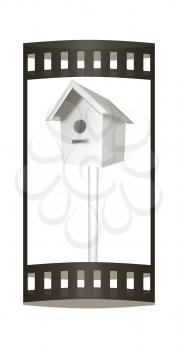 birdhouse - a metal souvenir. 3d illustration. The film strip.