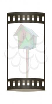 birdhouse - souvenir. 3d illustration. The film strip.