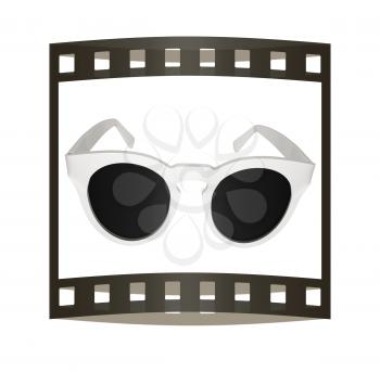 Cool metal sunglasses. 3d illustration. The film strip.